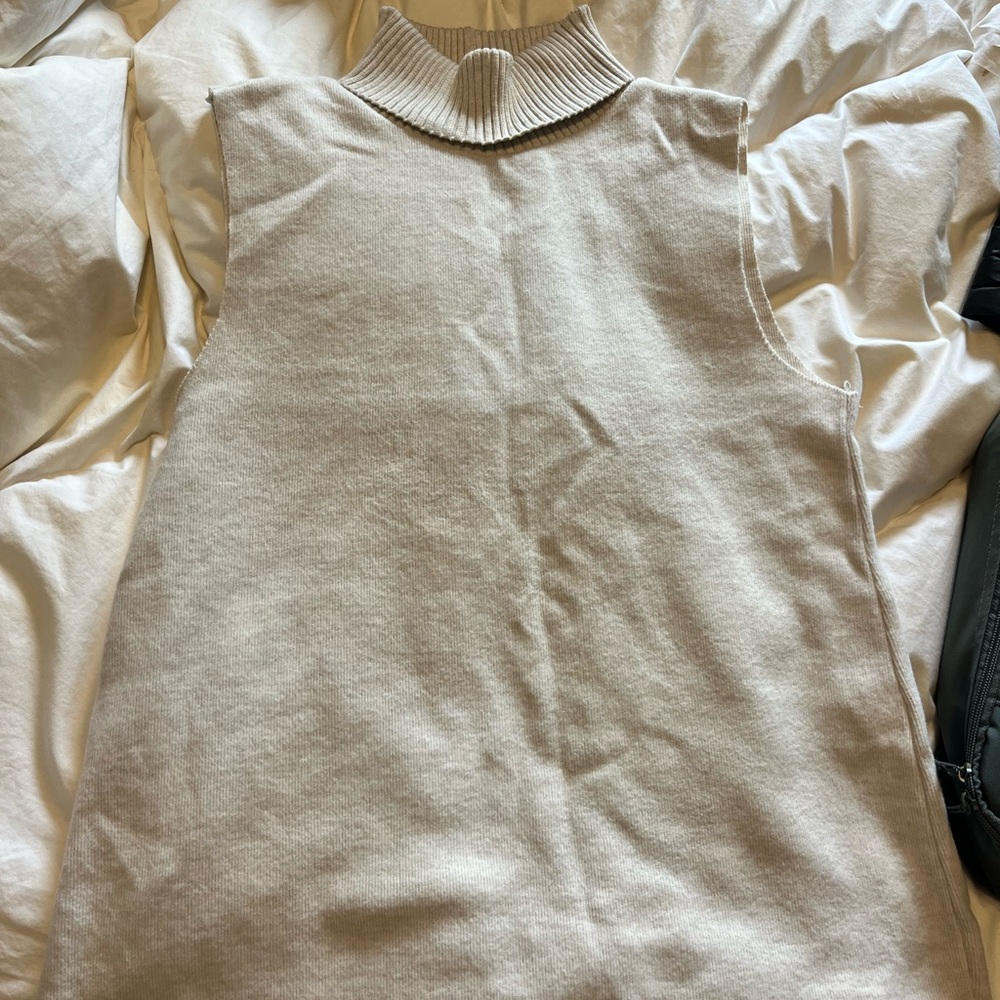 Zara M Sleeveless Beige Knit Sweater